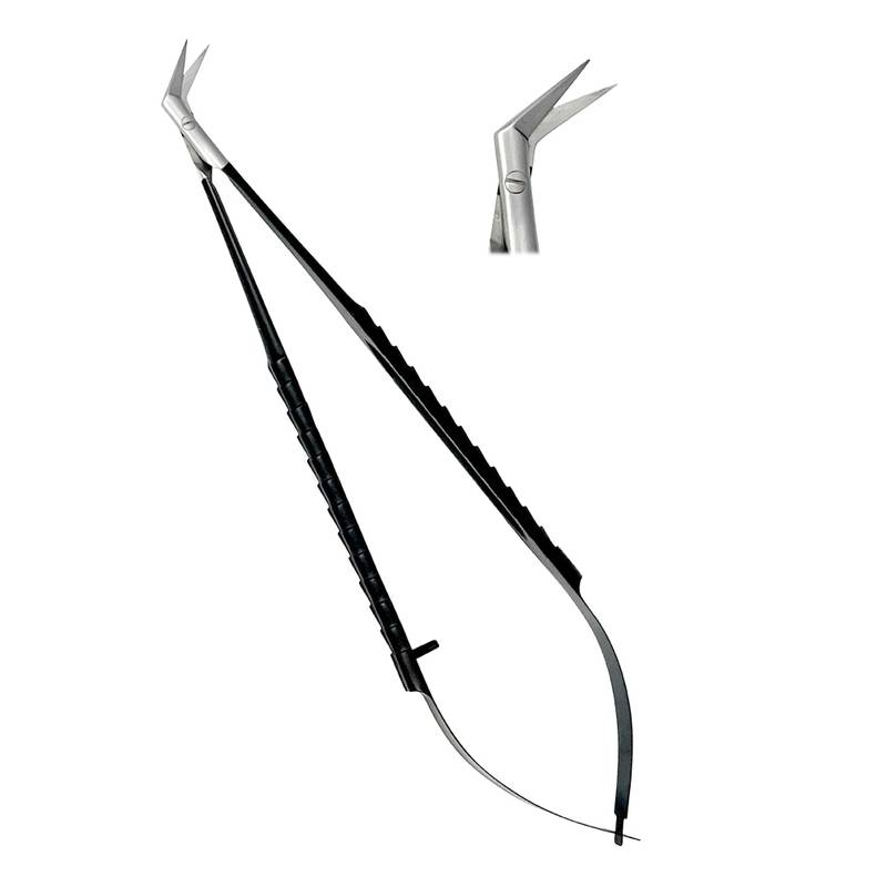 LDTC2-455-Micro-Tissue-Scissors-90-degree-Angled-18cm-TC-1.jpg Castroviejo Scissors 18cm TC Ergo Handle Black Angled - Image 1