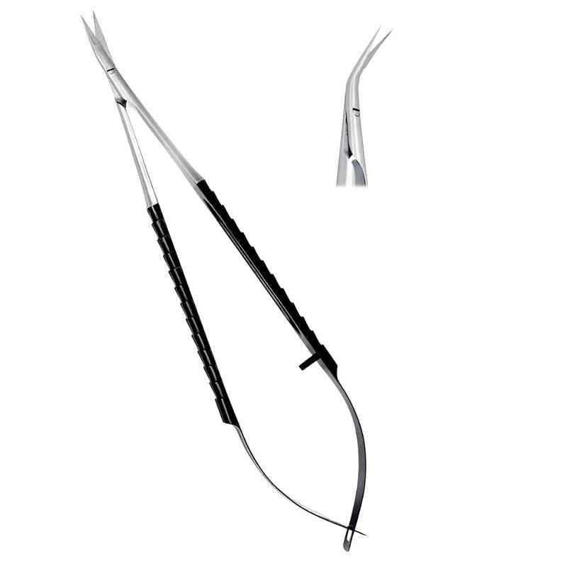 Surgical-Micro-Tissue-Scissors-45-CVD-TC-17cm-High-Quality-Dental-Instruments-copy-1.jpg Castroviejo Scissors 18cm TC Ergo Handle Black 45° CVD - Image 1