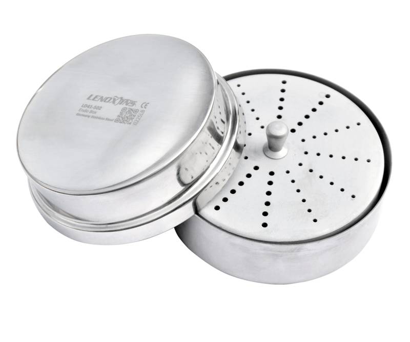 Aluminium Endo Box Round Shape 1.7mm 48 Holes 2.4mm Holes Stainless Steel - Image 1