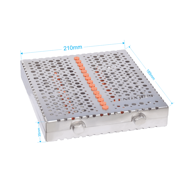 Dental Cassette For 15pcs Removeable Lid with scaller silicon pad 210x185x35mm - Image 1