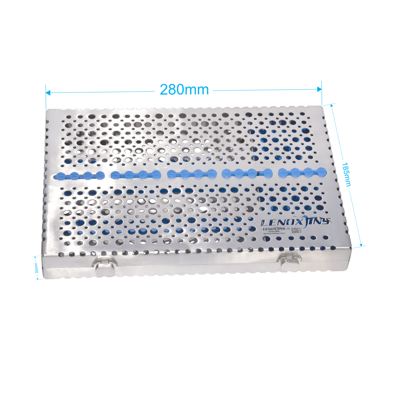 Dental Cassette For 20pcs Removeable Lid with compartment/silicon pad 280x185x35mm - Image 1