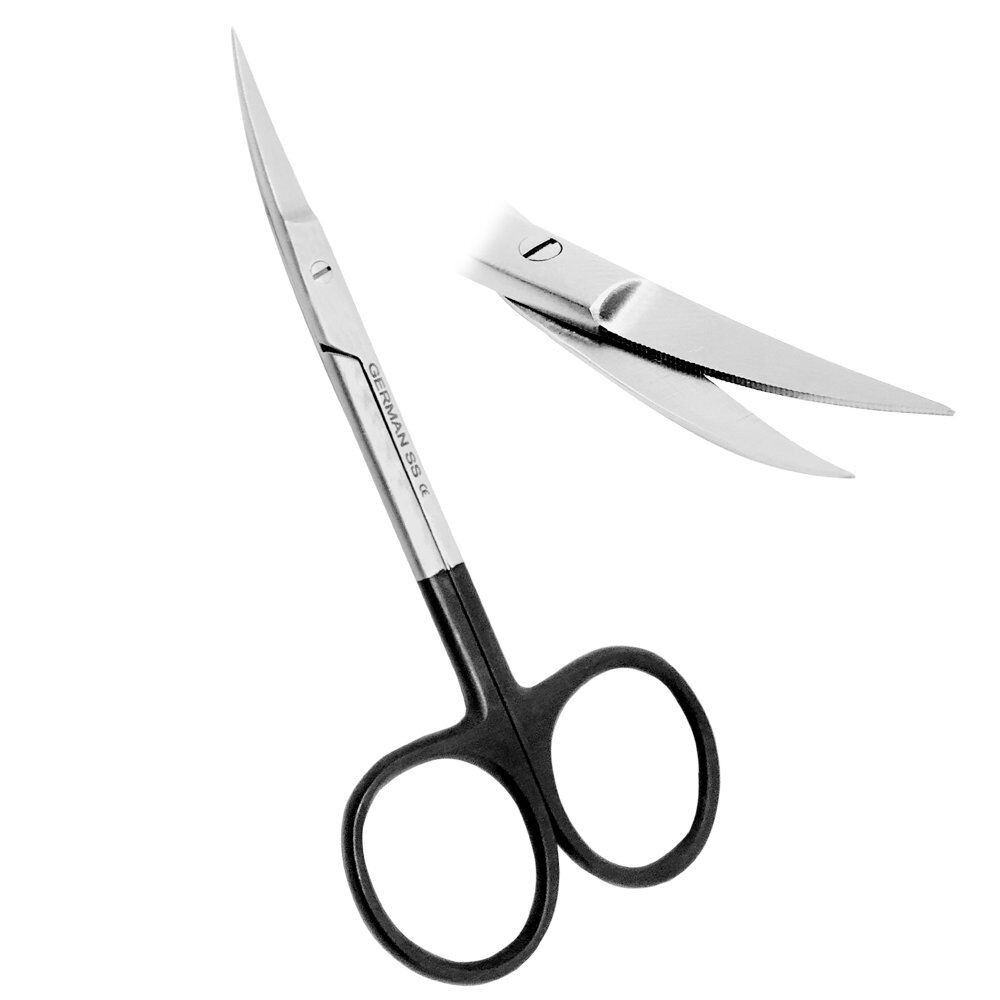 LD14-118-Iris-Super-Cut-Scissors11.5cm-CVD-Micro-Serrated.jpg Iris Scissors 11.5cm Curved Saw Edge Super Cut - Image 1