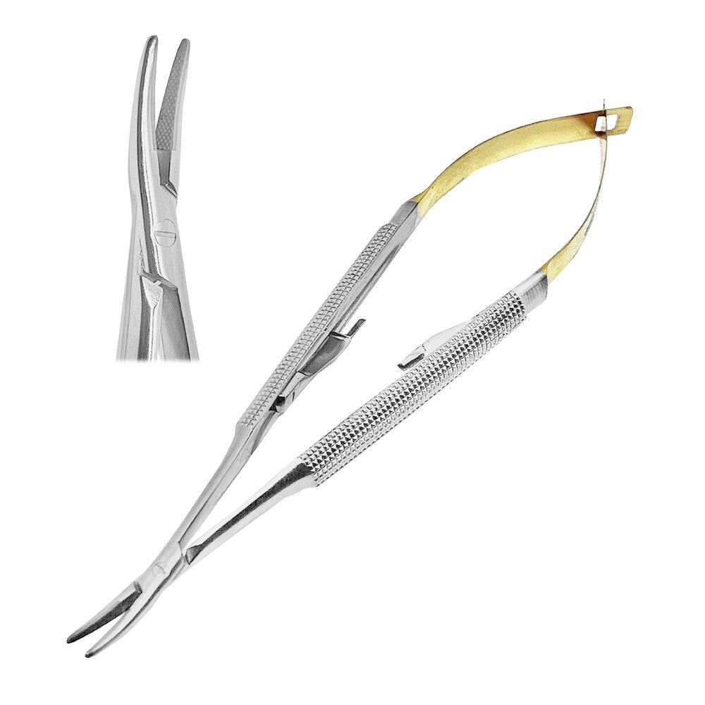 LDTC15-12-Castroviejo-Needle-Holder-14cm-CVD-TC-Tip-Point-Surgical-Dental-Instruments-copy-1.jpg Castroviejo Needle Holders 14cm TC Curved - Image 1