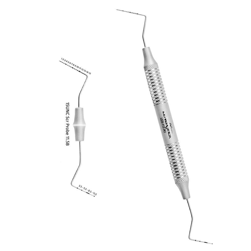 LEX-113-A1-3x-Dental-Perio-Probes-Double-Ended-15UNC-11.5B-Hollow-Handle-Light-Weight-1.jpg 15UNC / 11.5B Double Ended Probes - Image 1