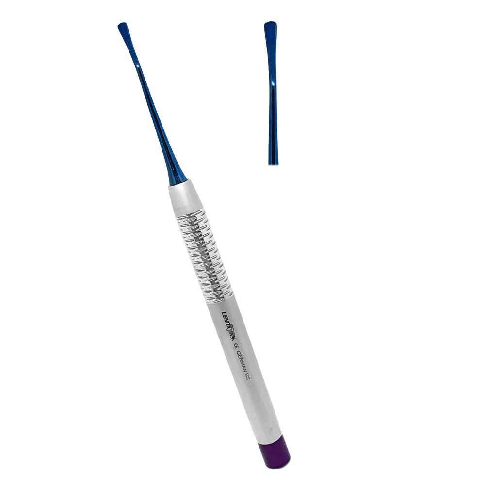 LD6-168-PDL-Periotomes-Elevators-Mesial-Micro-Edge-2.8MM-Titanium-coated-German-SS.jpg PDL Perio Elevators Mesial, 2.8mm Micro Edge - Image 1