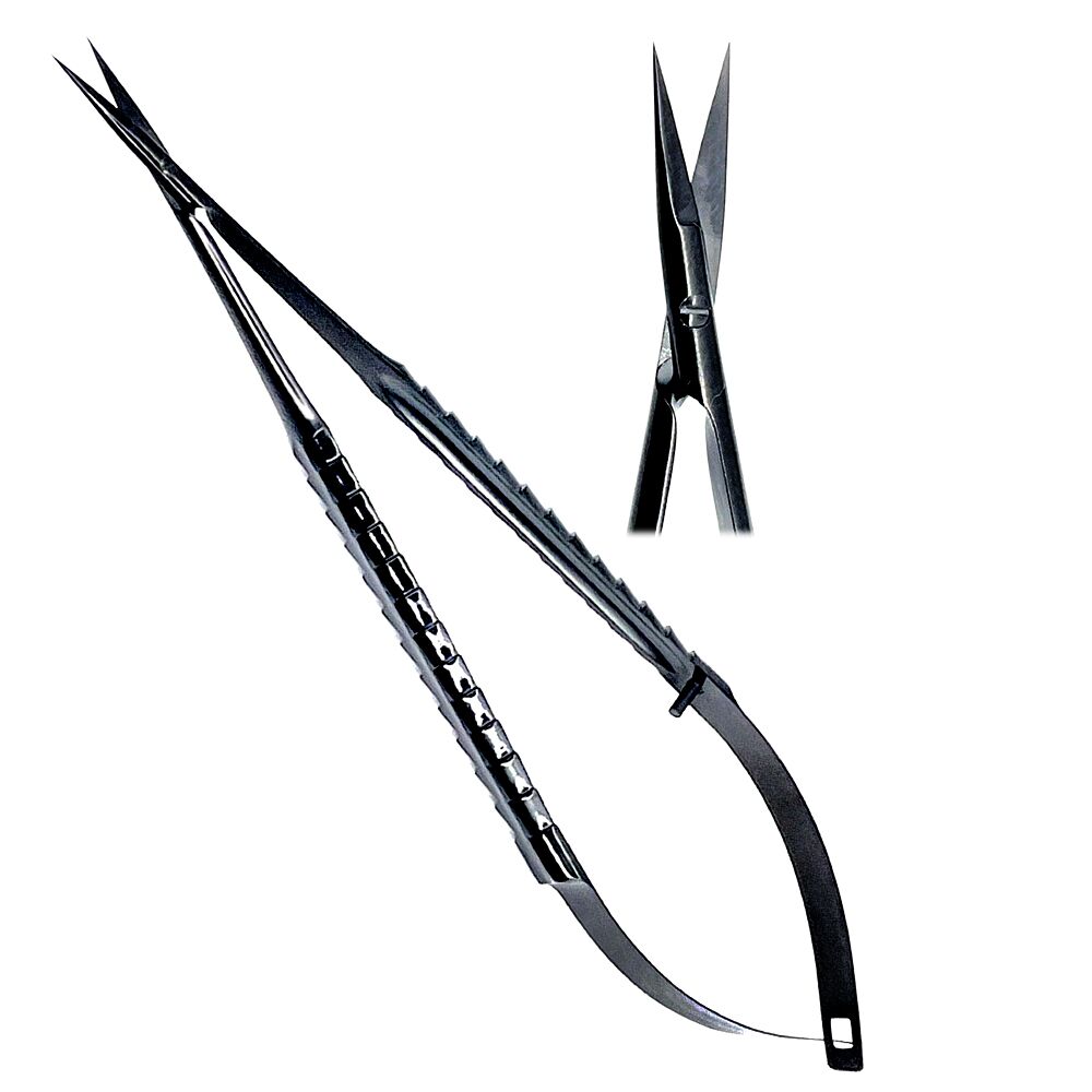 Castroviejo Scissors 18cm Straight TC Ergo Handle Black - Image 1