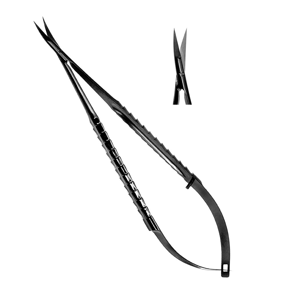 Castroviejo Scissors 18cm Curved TC Ergo Handle Black - Image 1