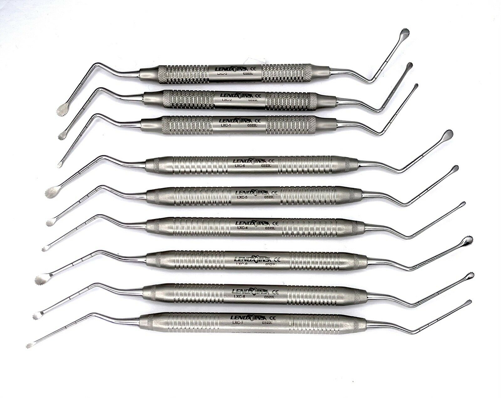 LXC2.jpg New Lucas X Bone Curettes Set of 9 Micro Serrated - Image 1