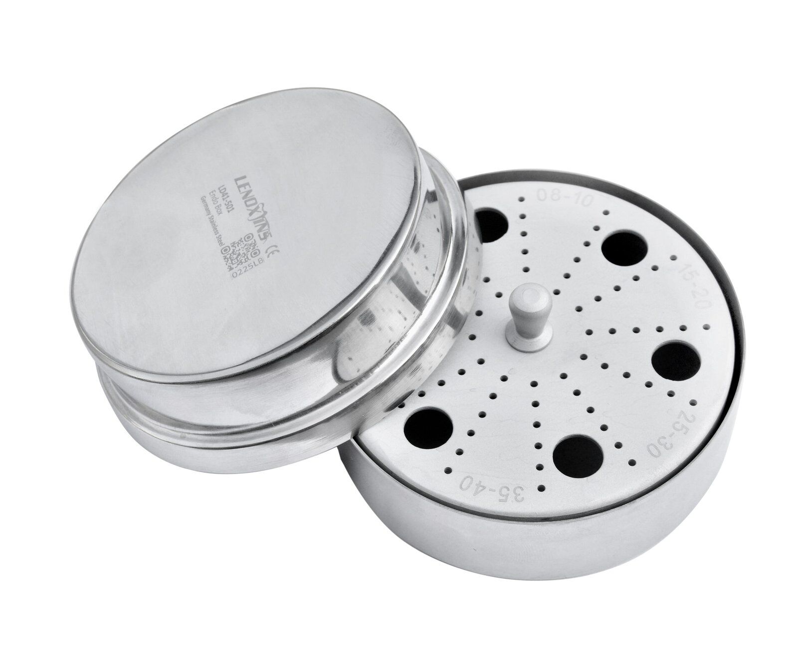 DSC_2680 copy Aluminium Endo Box Round Shape 1.8mm with 72 Holes Stainless Steel - Image 1