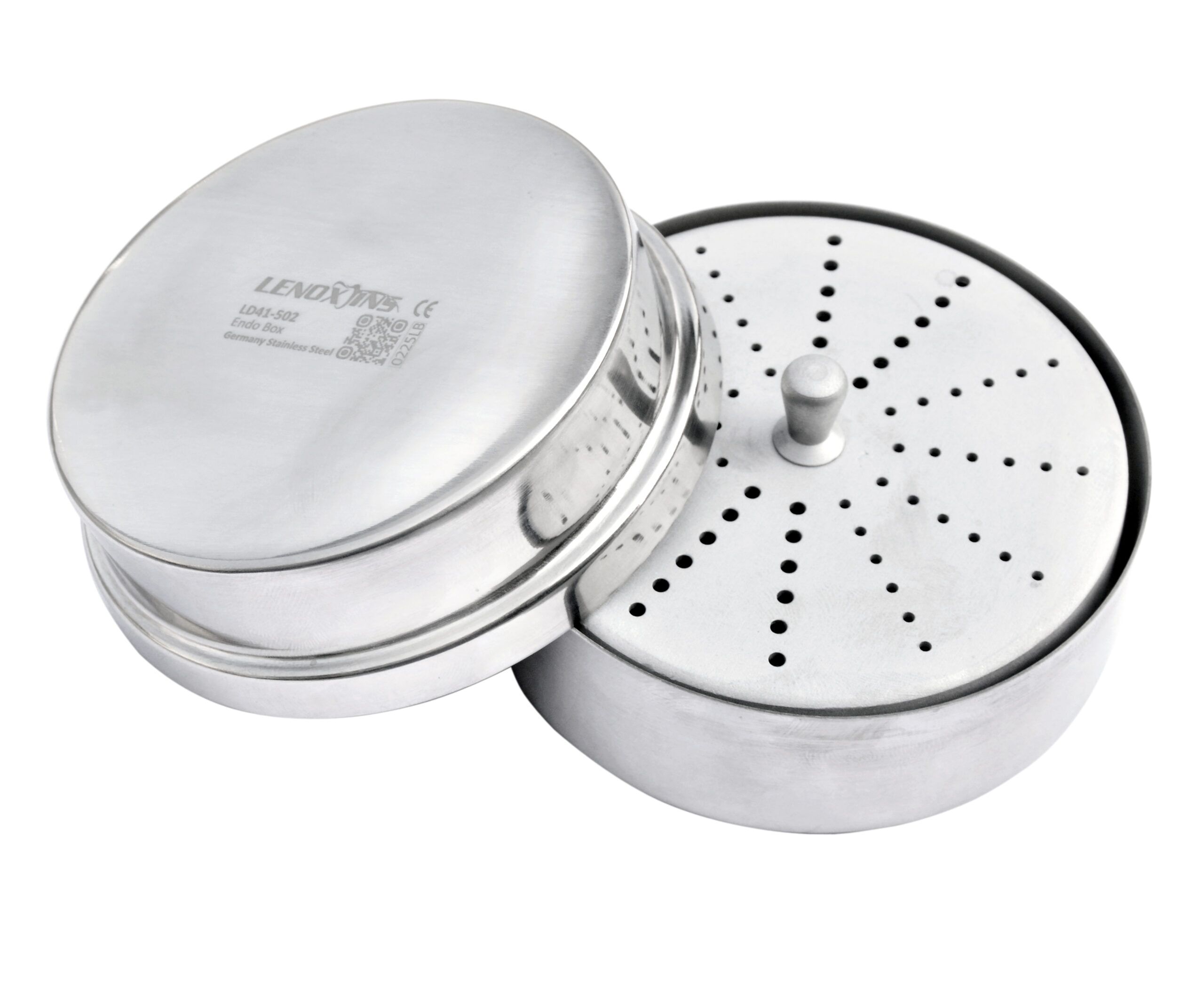 Aluminium Endo Box Round Shape 1.7mm 48 Holes 2.4mm Holes Stainless Steel - Image 1