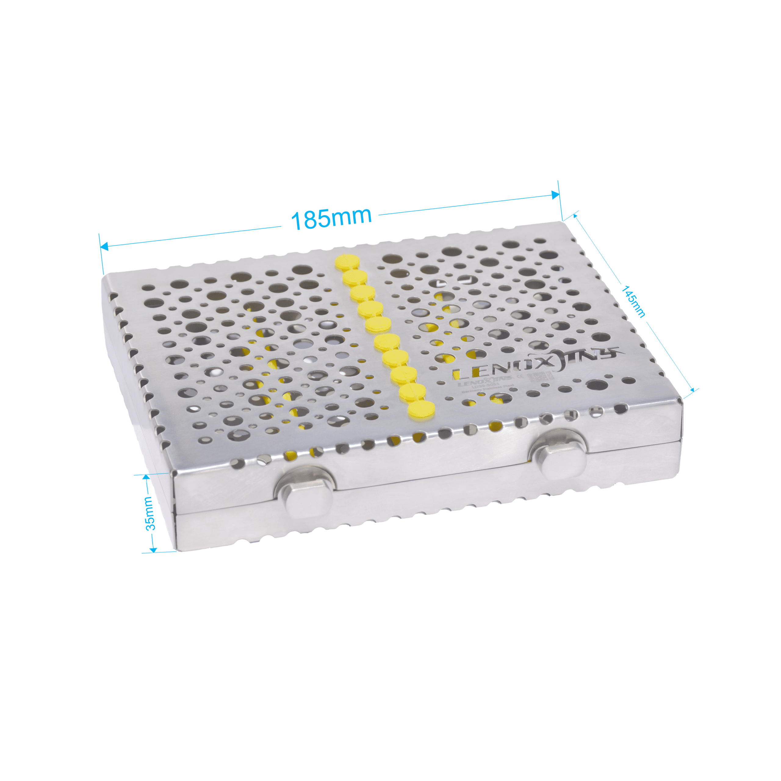 Dental Cassette For 10pcs Removeable Lid, 185x145x35mm- SteriFlow Series - Image 1