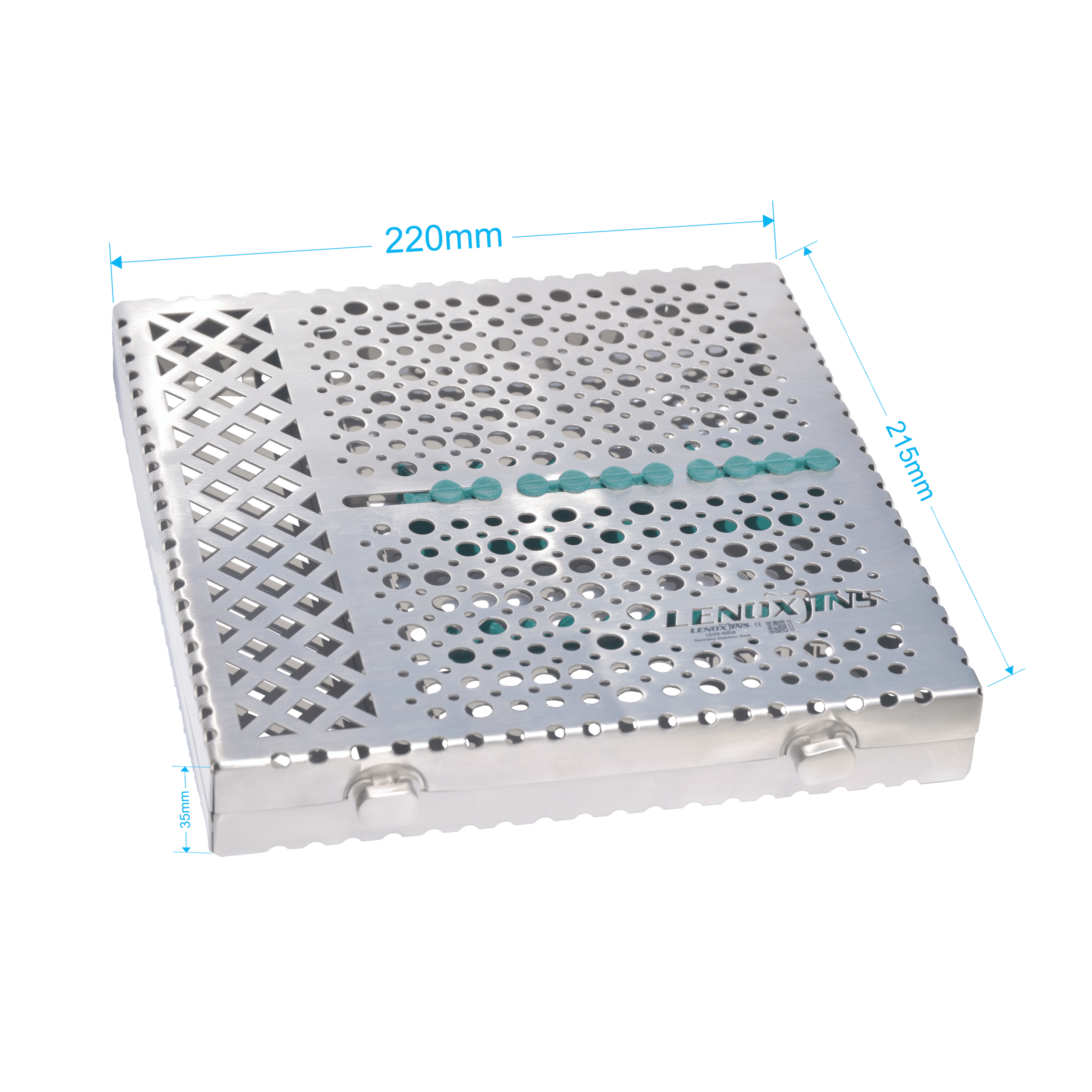 Dental Cassette Removeable Lid with compartment/silicon pad 220x215x35mm - SteriFlow Series - Image 1