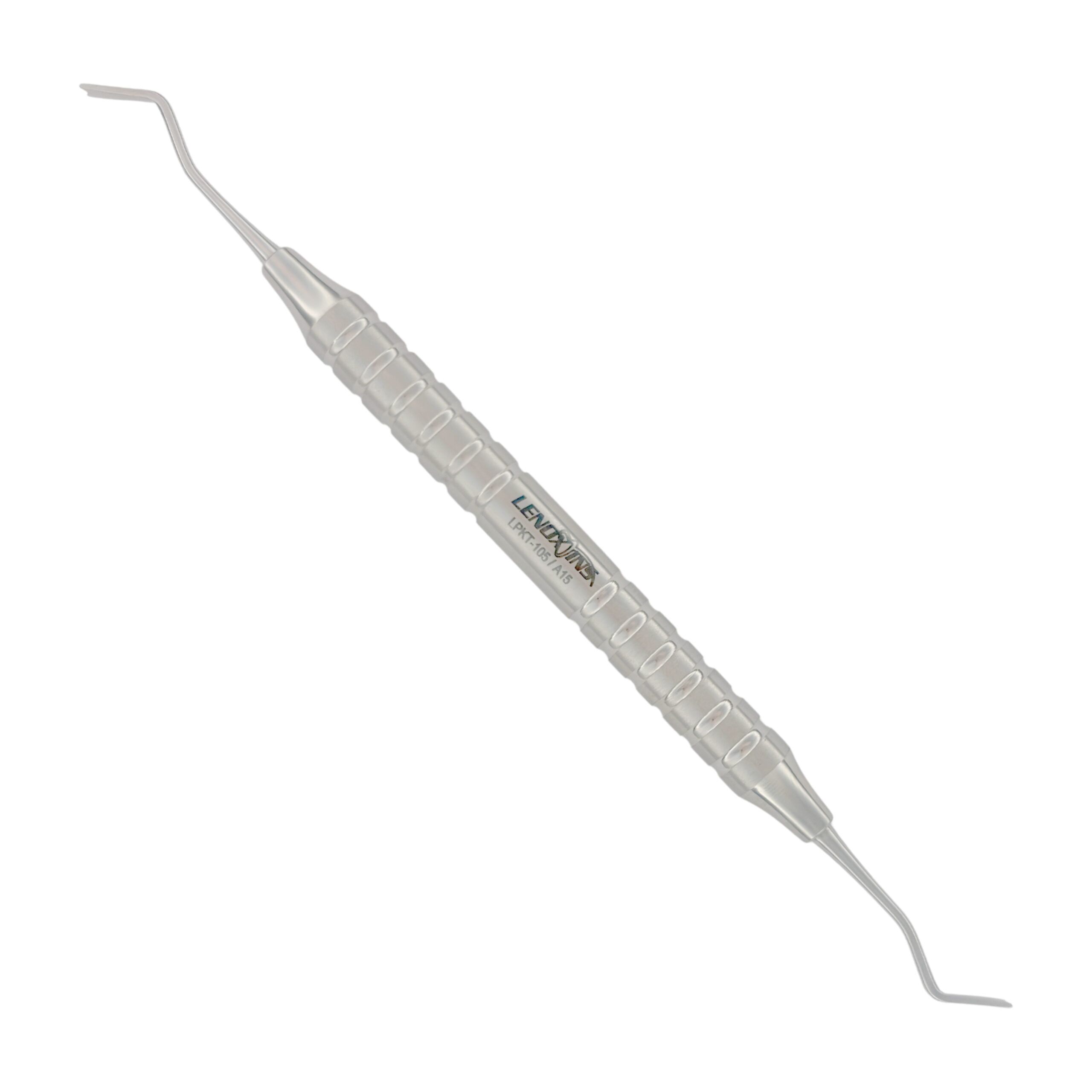 LPKT-105 - PKT-5 Filling Instrument.JPG PKT-5 Composite Filling Instrument by Lenox Instruments, designed for precise placement and carving of dental restorative materials, featuring a stainless steel construction and ergonomic handle.