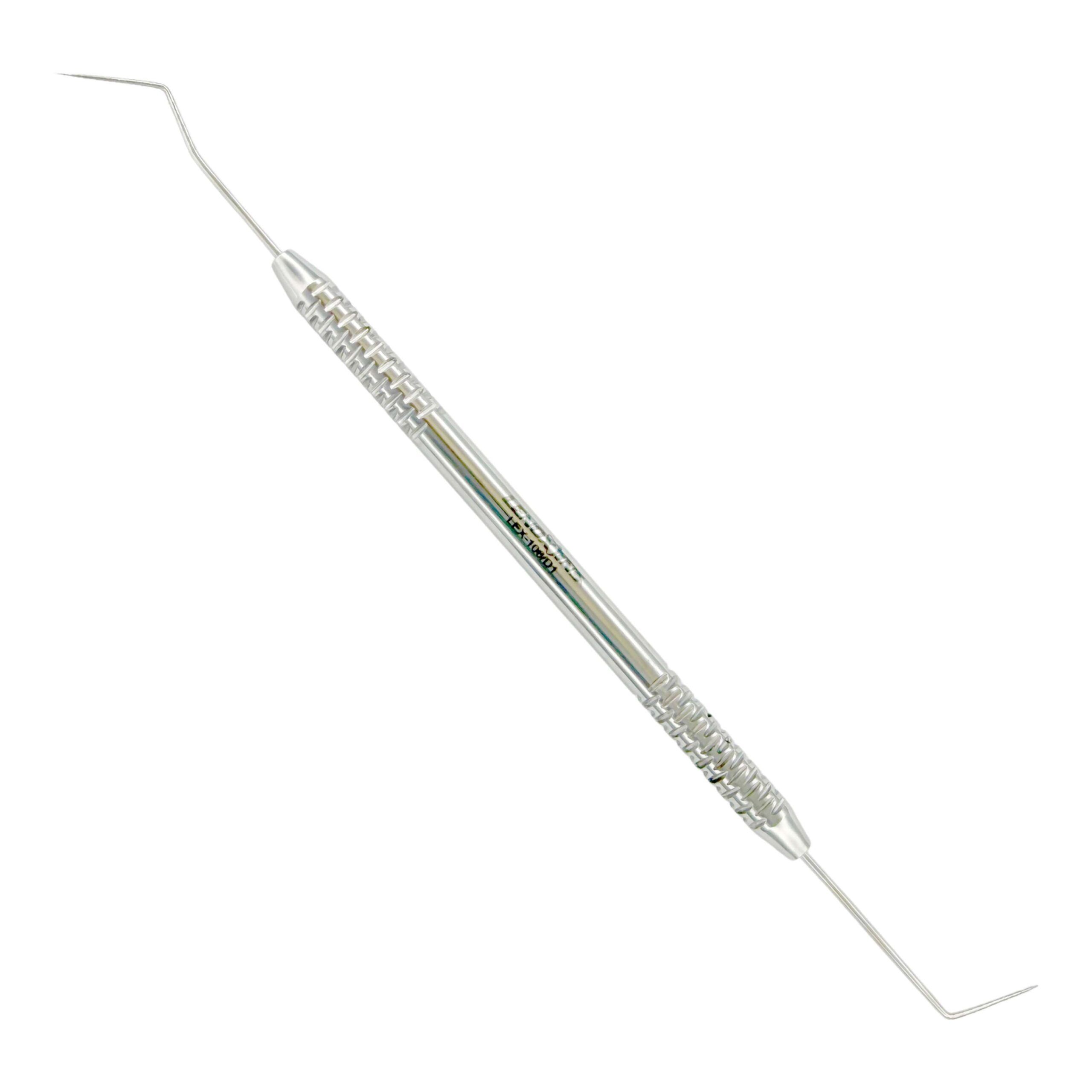 Lex-106- D1 Explorer DG16 solid handle copy Explorer DG16 Solid Handle dental diagnostic instrument with double-ended sharp tips for caries and canal detection.